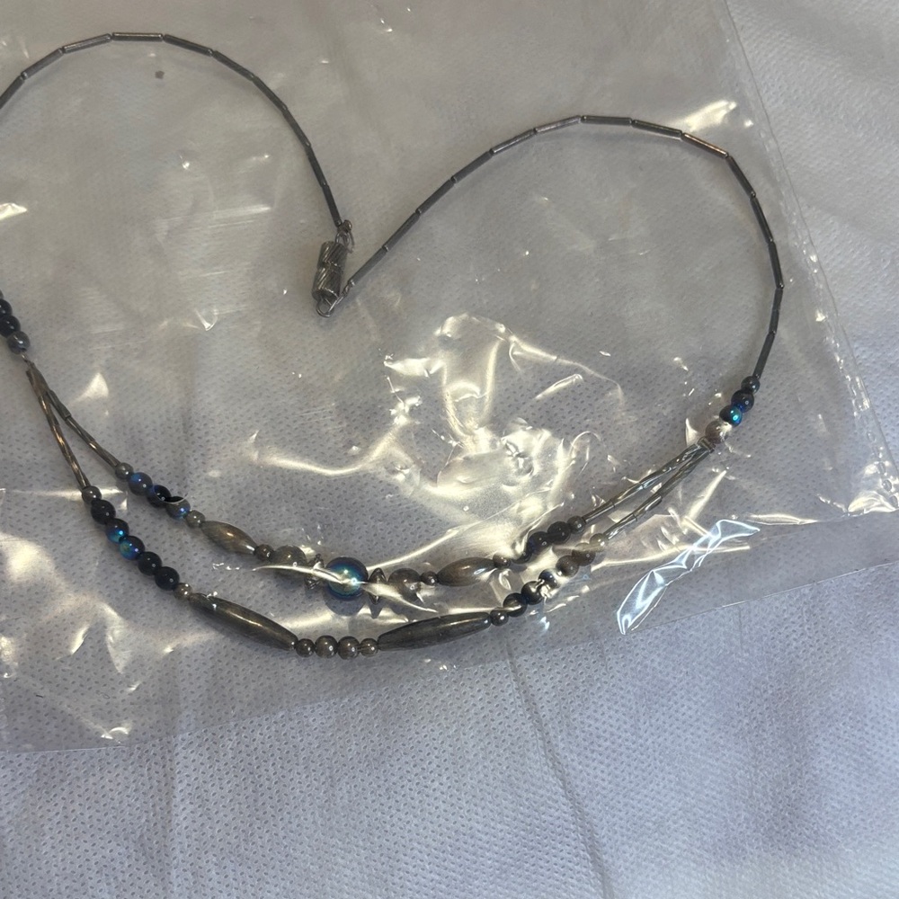 Chic Black and Silver Beaded Necklace - Picture 4 of 4